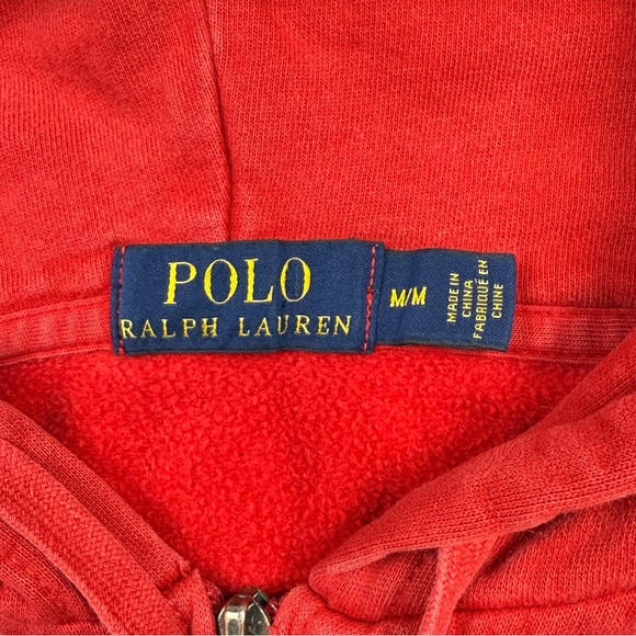 Polo Ralph Lauren Mens Tuxedo Bear Full Zip Hoodie Sweatshirt Sz Medium Red C3 - Picture 3 of 9